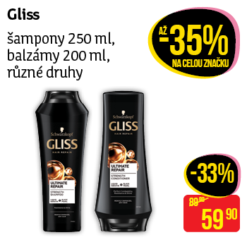 Gliss - šampony 250ml, balzámy 200 ml, různé druhy