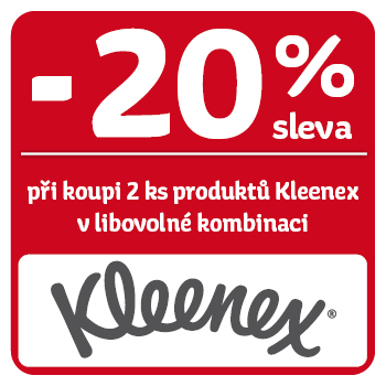 Využijte neklubové nabídky - sleva 20% na produkty Kleenex při koupi 2 ks v libovolné kombinaci!
