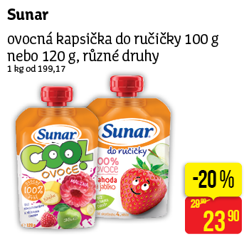 Sunar - ovocná kapsička do ručičky 100 g nebo 120 g, různé druhy