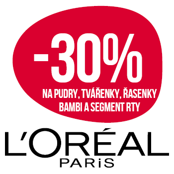 Využijte neklubové nabídky slevy 30 % na pudry, tvářenky, řasenky, Bambi a segment rty značky L'Oréal Paris!
