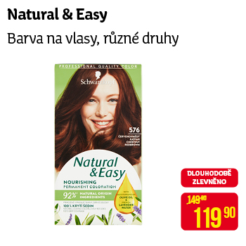 Natural & Easy - Barva na vlasy, různé druhy