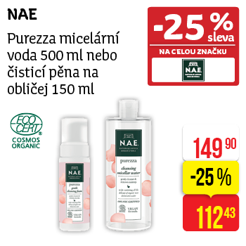 NAE - Purezza micelární voda 500 ml nebo čisticí pěna na obličej 150 ml