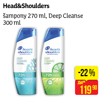 Head & Shoulders - šampony 270 ml, Deep Cleanse 300 ml