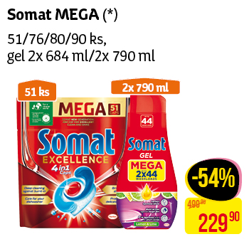 Somat MEGA - 51/76/80/90ks, gel 2x684ml/2x790ml
