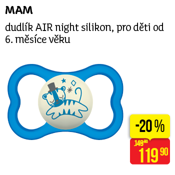 MAM - dudlík AIR night silikon, pro děti od 6. měsíce věku