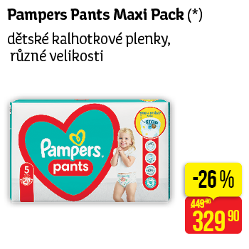 Pampers Pants Maxi Pack - dětské kalhotkové plenky, různé velikosti