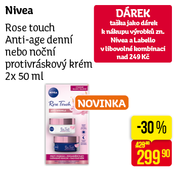 Nivea - Rose touch Anti-age denní nebo noční protivráskový krém 2x 50ml