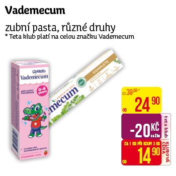 Vademecum - zubní pasta, různé druhy