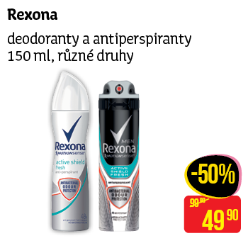 Rexona- deodoranty a antiperspiranty 150 ml, různé druhy