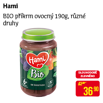 Hami - BIO příkrm ovocný 190g, různé druhy