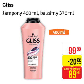 Gliss - šampony 400 ml, balzámy 370 ml